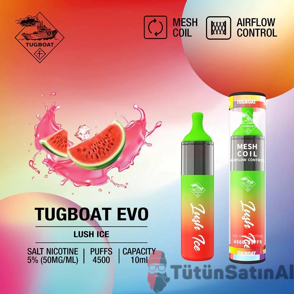 Tugboat Evo 4500 Puffs - Lush Ice Karpuz Mentol 1 Tugboat Evo 4500 Puffs - Lush Ice Karpuz Mentol